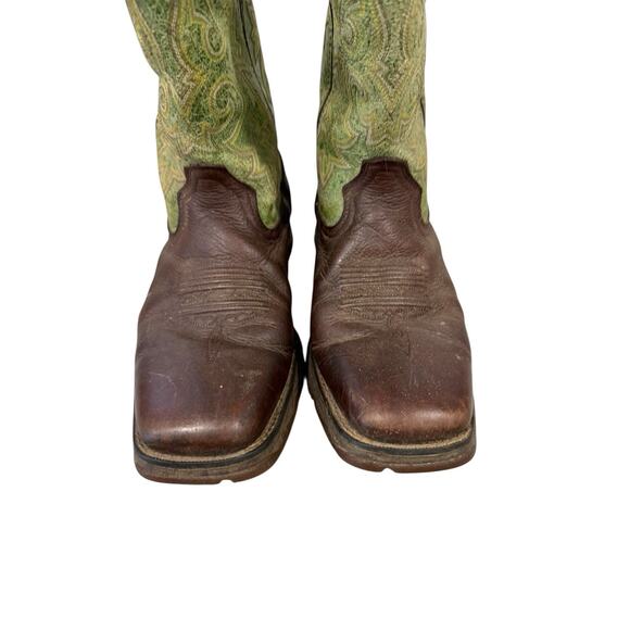 Durango Women’s 10” Brown Green Western Cowboy Square Toe Leather Boots Size 9M - Picture 2 of 9